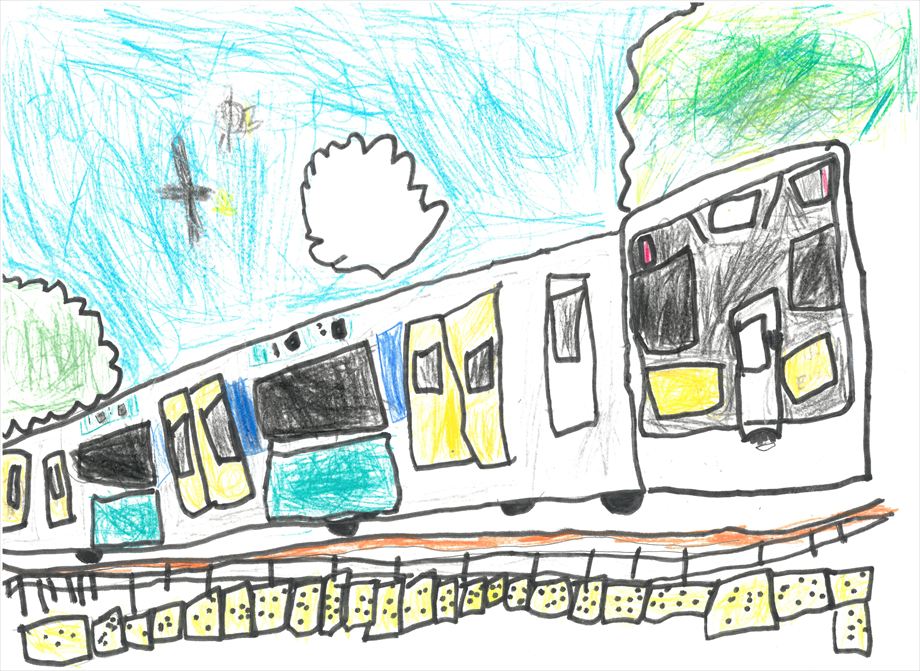 すいぐんせんがはしってるよ