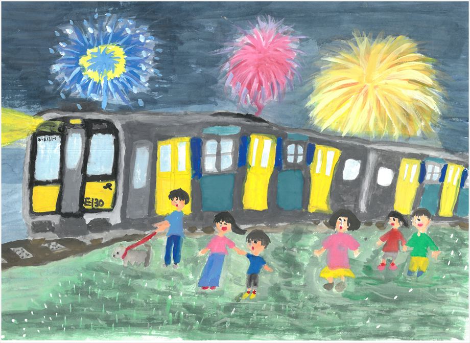 花火の中の水郡線