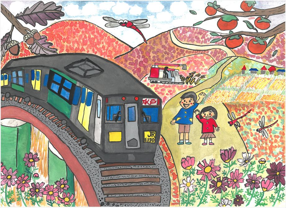 秋の宝物に囲まれて