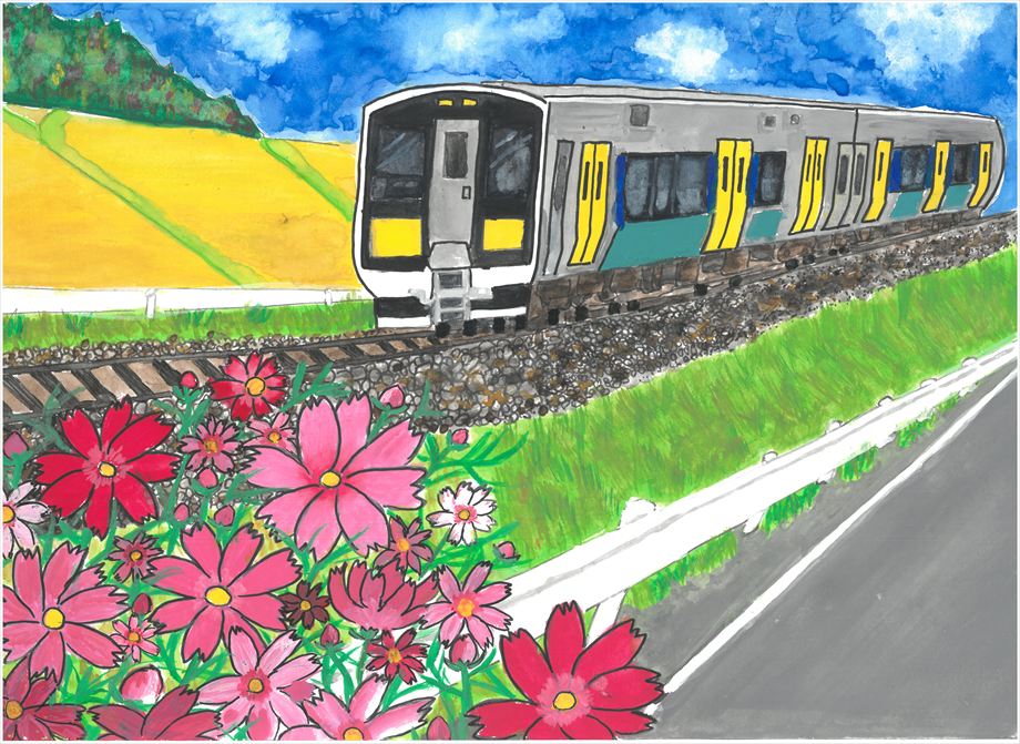 コスモスと水郡線