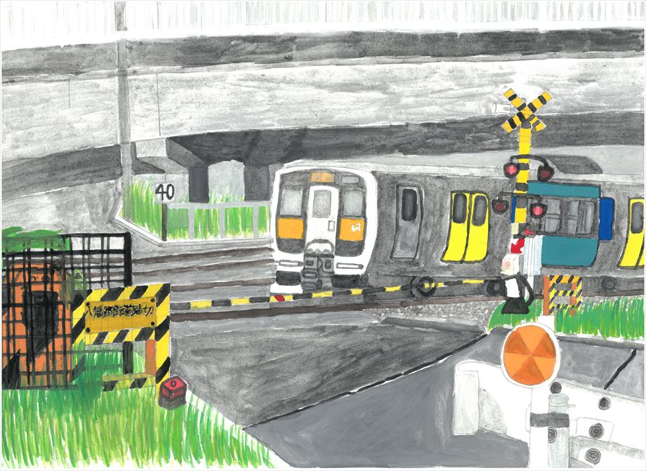 踏切から見える水郡線